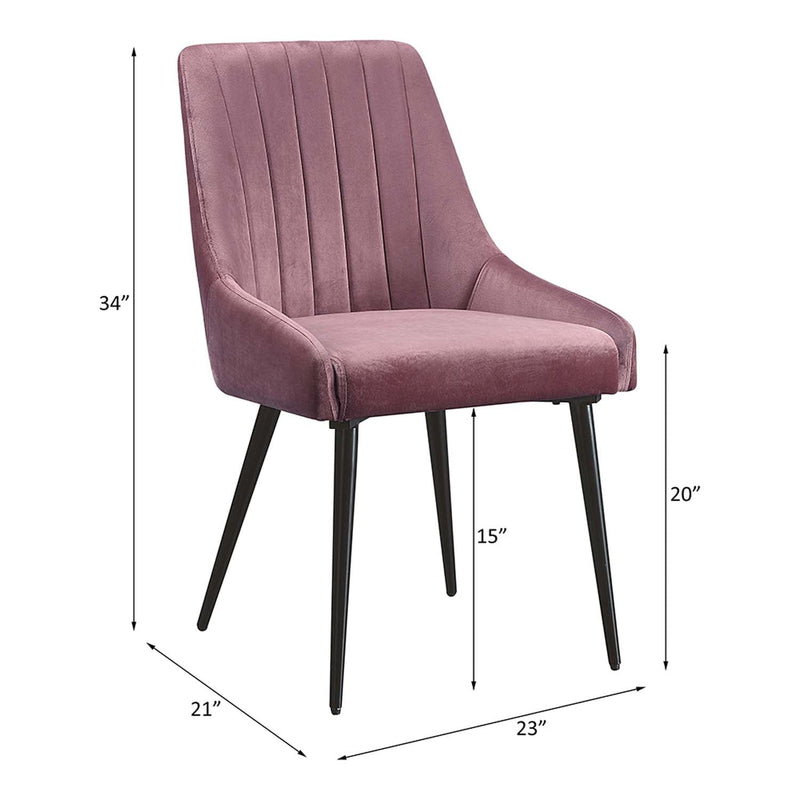 Riley Side Chair 2Pc, Pink Fabric & Black Finish Acme