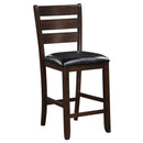 Urbana Counter Height Chair 2Pc, Black Faux Leather & Espresso Finish Acme