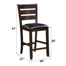 Urbana Counter Height Chair 2Pc, Black Faux Leather & Espresso Finish Acme