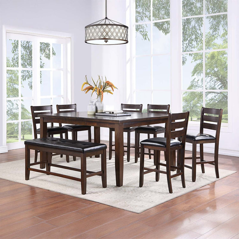 Urbana Counter Height Chair 2Pc, Black Faux Leather & Espresso Finish Acme