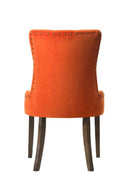 Farren Side Chair 2Pc, Orange Velvet & Weathered Oak Finish Acme