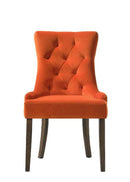 Farren Side Chair 2Pc, Orange Velvet & Weathered Oak Finish Acme