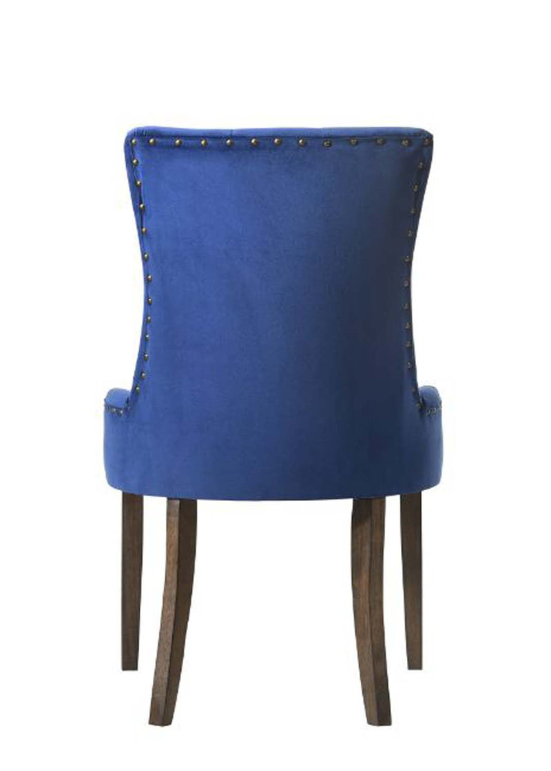 Farren Side Chair 2Pc, Blue Velvet & Weathered Oak Finish Acme