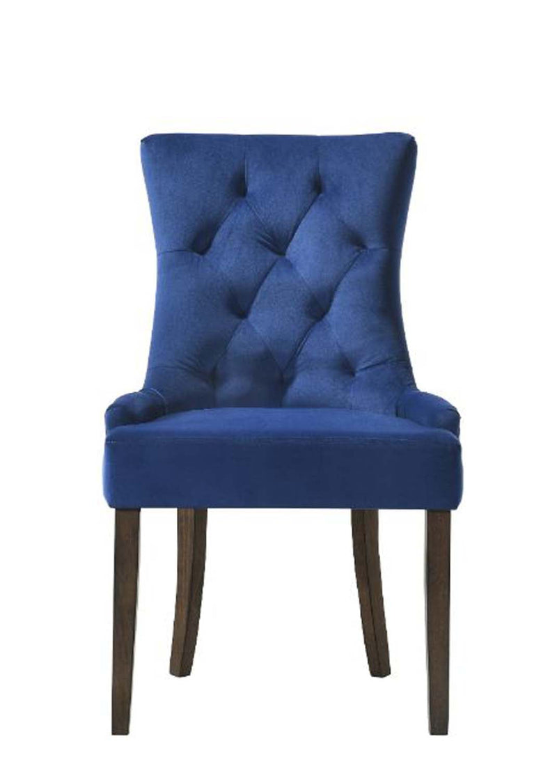 Farren Side Chair 2Pc, Blue Velvet & Weathered Oak Finish Acme