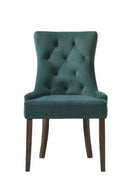 Farren Side Chair 2Pc, Green Velvet & Weathered Oak Finish Acme