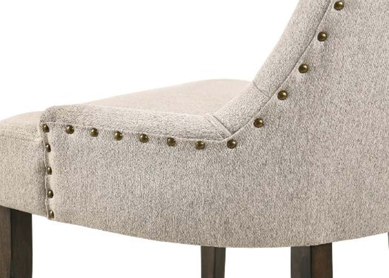 Farren Side Chair 2Pc, Beige Fabric & Weathered Oak Finish Acme