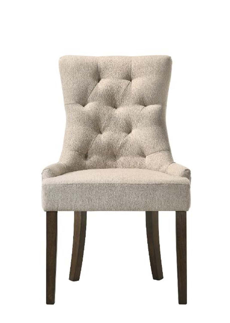Farren Side Chair 2Pc, Beige Fabric & Weathered Oak Finish Acme