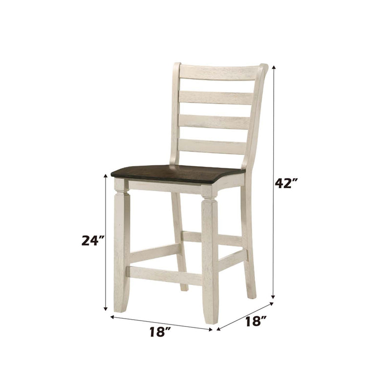 Tasnim Counter Height Chair 2Pc, Oak & Antique White Finish Acme