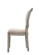 Faustine Side Chair 2Pc, Tan Fabric & Salvaged Light Oak Finish Acme