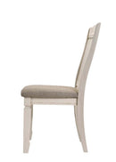 Fedele Side Chair 2Pc, Tan Fabric & Cream Finish Acme