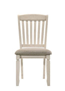 Fedele Side Chair 2Pc, Tan Fabric & Cream Finish Acme