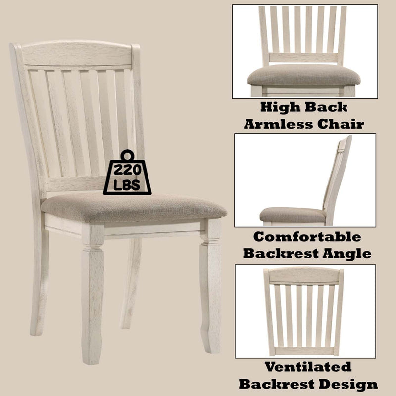 Fedele Side Chair 2Pc, Tan Fabric & Cream Finish Acme