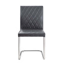 Ansonia Side Chair 2Pc, Gray Faux Leather & Chrome Finish Acme