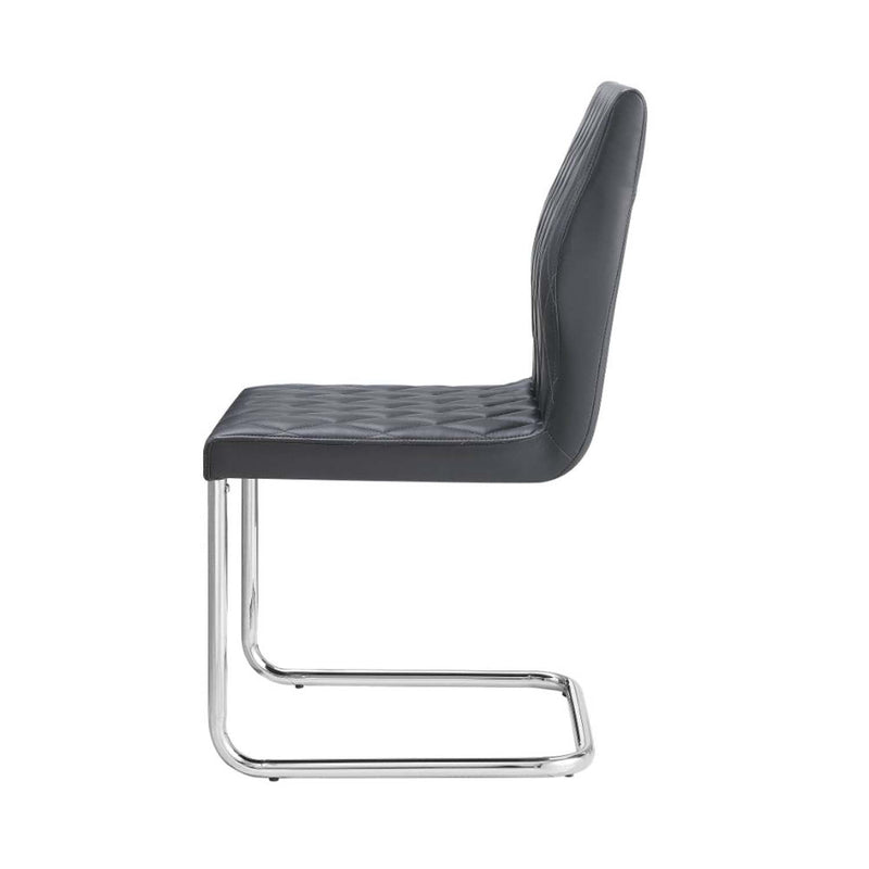 Ansonia Side Chair 2Pc, Gray Faux Leather & Chrome Finish Acme
