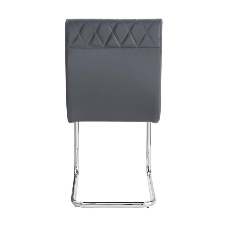 Ansonia Side Chair 2Pc, Gray Faux Leather & Chrome Finish Acme