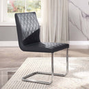 Ansonia Side Chair 2Pc, Gray Faux Leather & Chrome Finish Acme