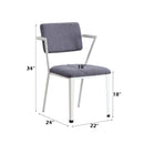 Cargo Dining Chair 2Pc, Gray Fabric & White Finish Acme