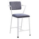 Cargo Counter Height Chair 2Pc, Gray Fabric & White Finish Acme