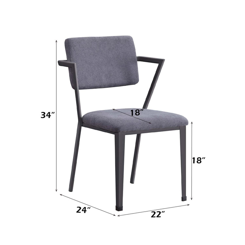 Cargo Dining Chair 2Pc, Gray Fabric & Gunmetal Finish Acme