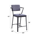 Cargo Counter Height Chair 2Pc, Gray Fabric & Gunmetal Finish Acme