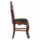 Picardy Counter Height Chair 2Pc, Chocolate Faux Leather & Honey Oak Finish Acme