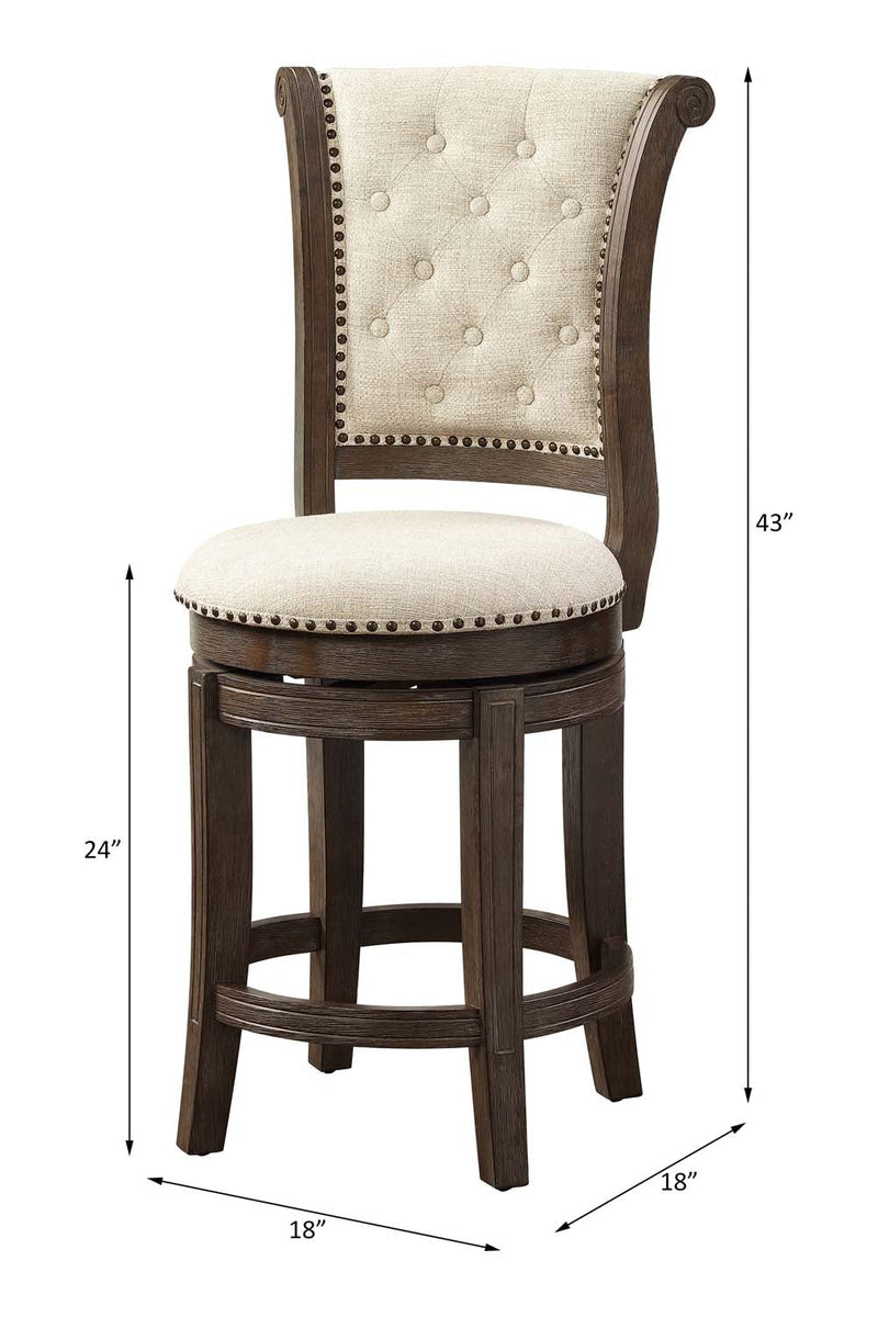 Glison Counter Height Chair 2Pc, Beige Fabric & Walnut Finish Acme
