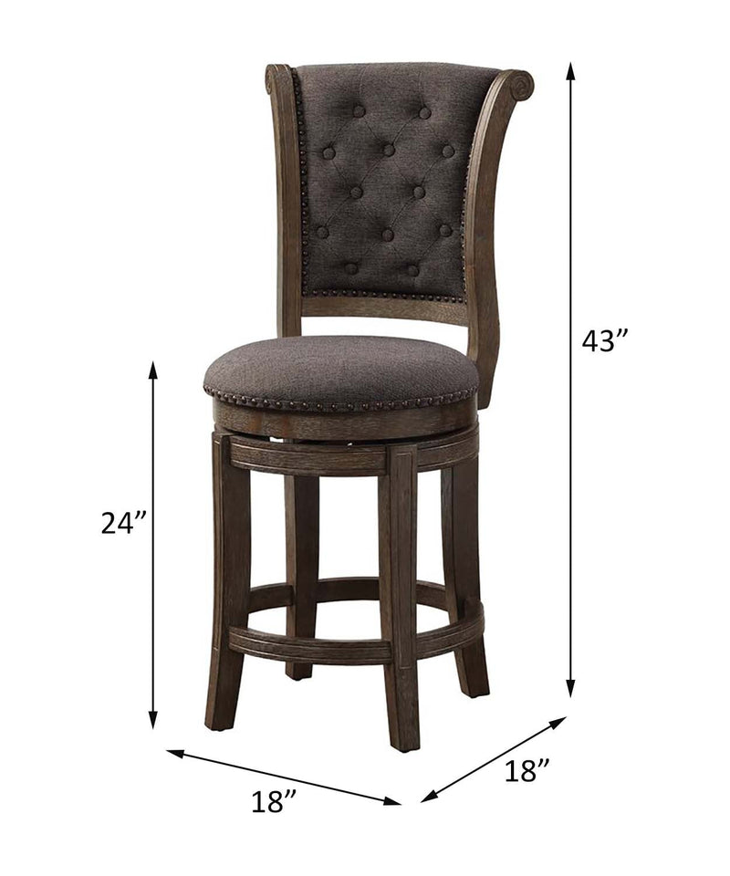 Glison Counter Height Chair 2Pc, Charcoal Fabric & Walnut Finish Acme