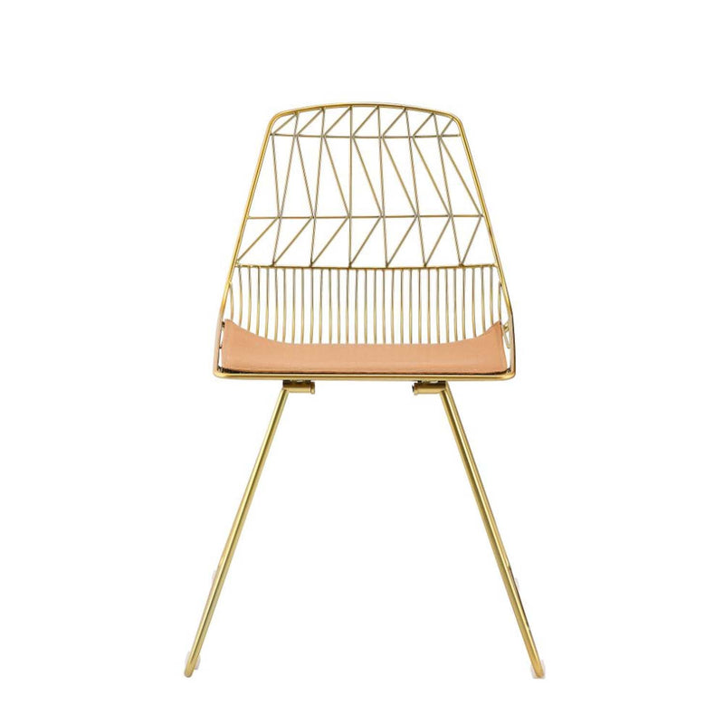 Fantasia Side Chair 2Pc, Whiskey Faux Leather & Gold Finish Acme