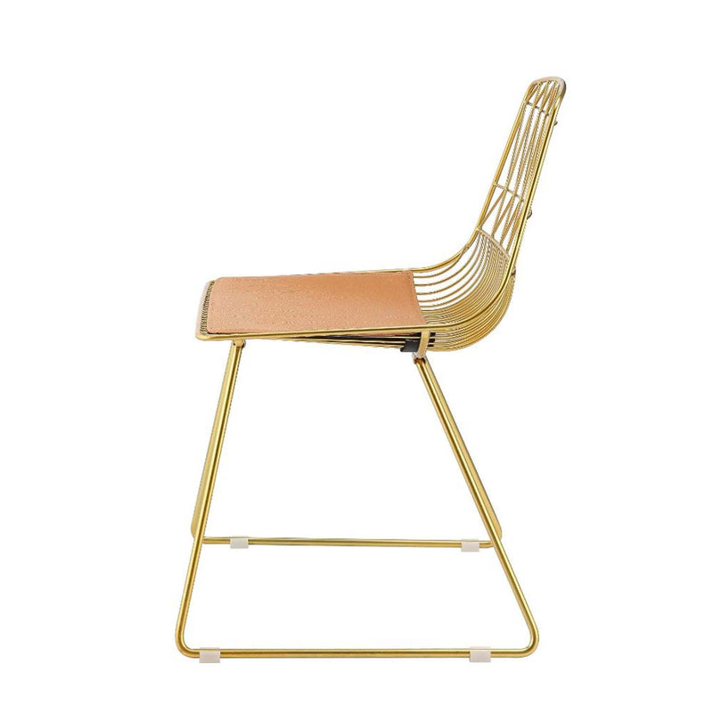 Fantasia Side Chair 2Pc, Whiskey Faux Leather & Gold Finish Acme