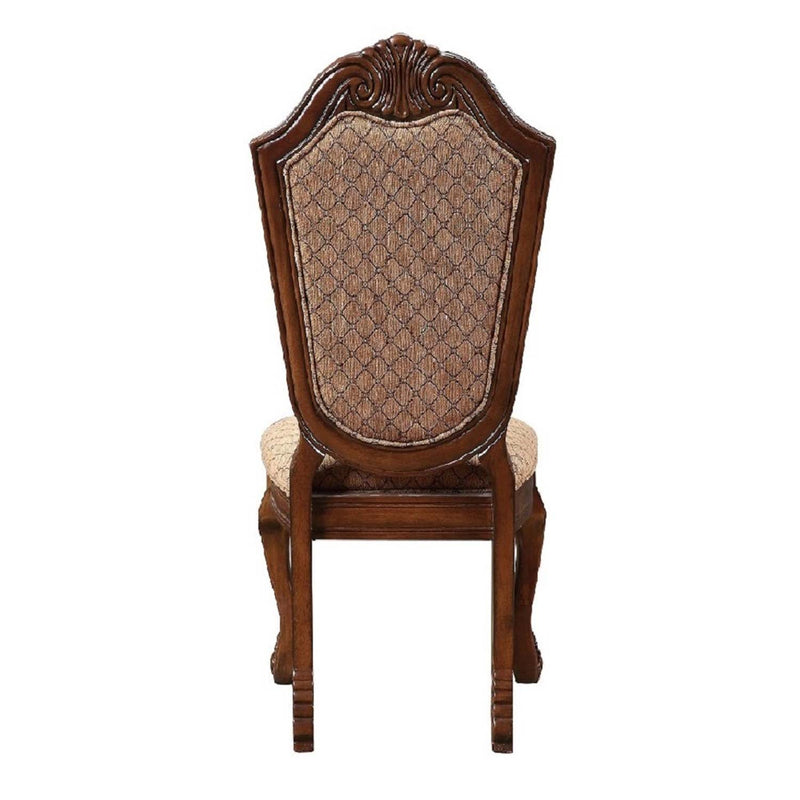 Chateau De Ville Side Chair 2Pc, Fabric & Cherry Finish Acme