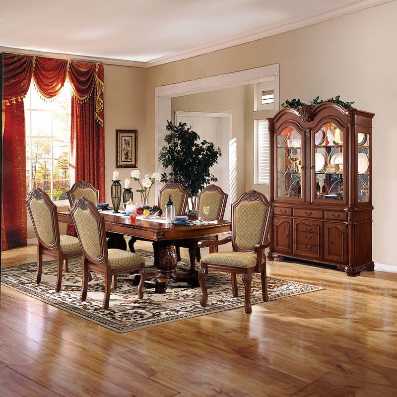 Chateau De Ville Side Chair 2Pc, Fabric & Cherry Finish Acme
