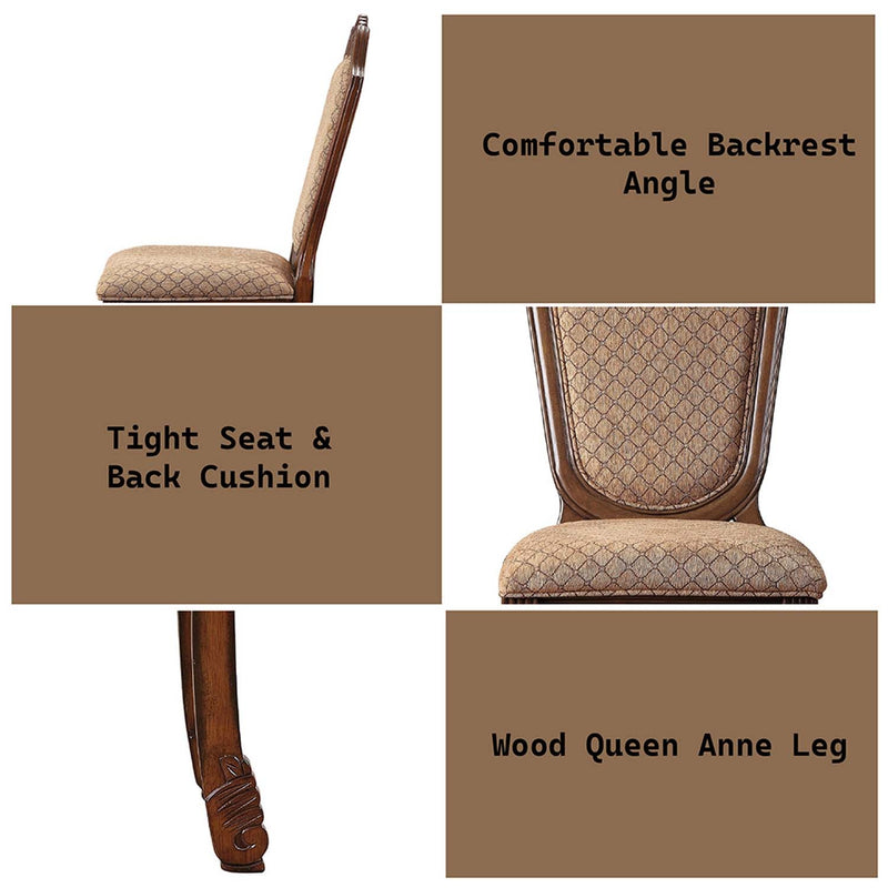 Chateau De Ville Side Chair 2Pc, Fabric & Cherry Finish Acme