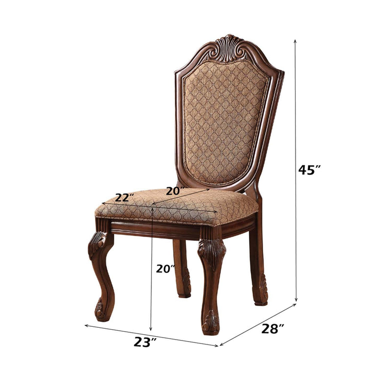 Chateau De Ville Side Chair 2Pc, Fabric & Cherry Finish Acme