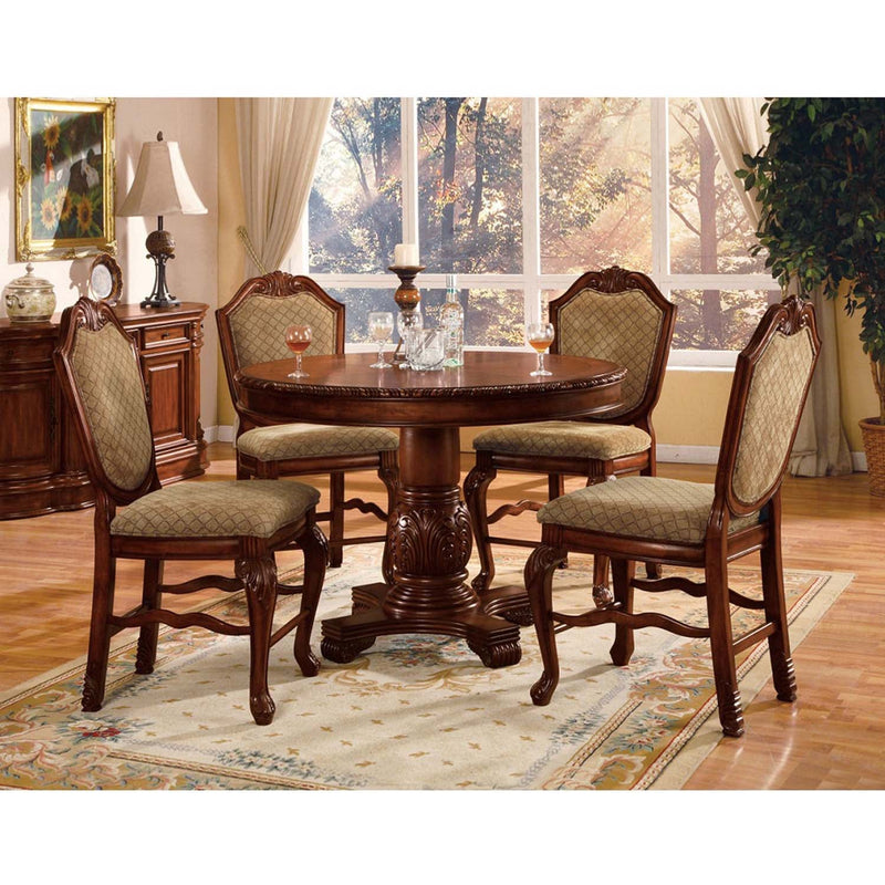 Chateau De Ville Counter Height Chair 2Pc, Fabric & Cherry Finish Acme
