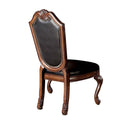 Chateau De Ville Side Chair 2Pc, Black Faux Leather & Cherry Finish Acme
