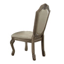 Chateau de Ville Side Chair 2Pc, Faux Leather & Antique White Finish Acme