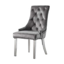 Satinka Side Chair 2Pc, Gray Fabric & Mirrored Silver Finish Acme