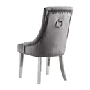 Satinka Side Chair 2Pc, Gray Fabric & Mirrored Silver Finish Acme