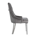 Satinka Side Chair 2Pc, Gray Fabric & Mirrored Silver Finish Acme