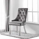Satinka Side Chair 2Pc, Gray Fabric & Mirrored Silver Finish Acme