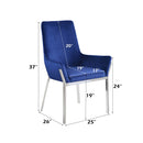 Cambrie Side Chair 2Pc, Blue Velvet & Mirrored Silver Finish Acme
