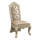 Vatican Side Chair 2Pc, Faux Leather & Champagne Silver Finish Acme