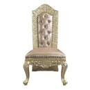 Vatican Side Chair 2Pc, Faux Leather & Champagne Silver Finish Acme