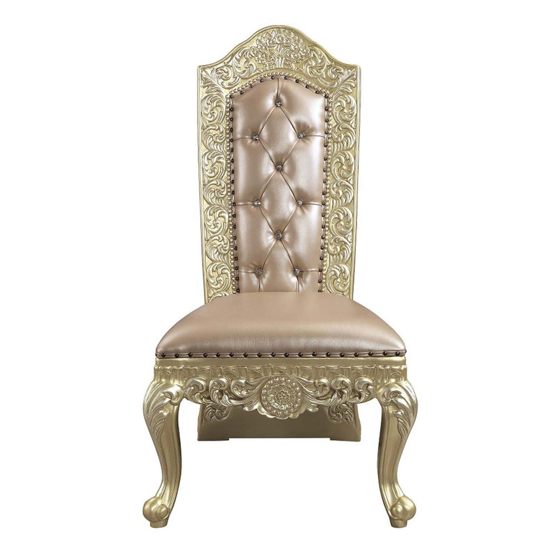 Vatican Side Chair 2Pc, Faux Leather & Champagne Silver Finish Acme