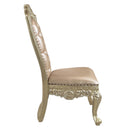 Vatican Side Chair 2Pc, Faux Leather & Champagne Silver Finish Acme