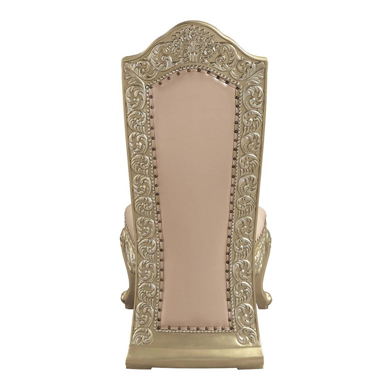 Vatican Side Chair 2Pc, Faux Leather & Champagne Silver Finish Acme