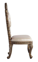 Constantine Side Chair 2Pc, Faux Leather , Brown & Gold Finish Acme