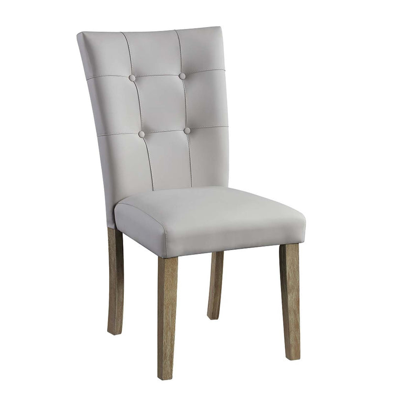 Charnell Side Chair 2Pc, Gray Faux Leather & Oak Finish Acme