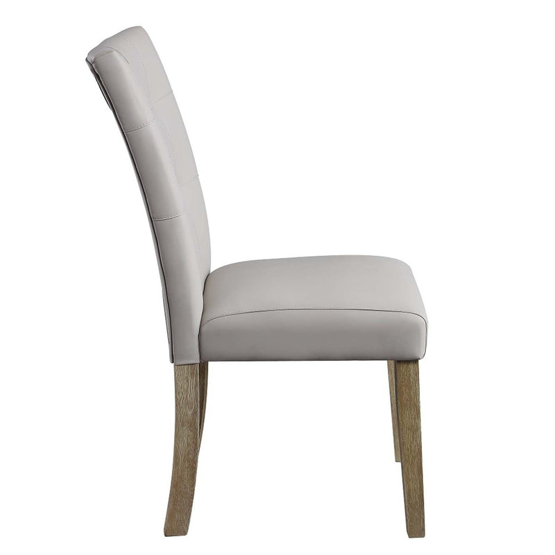 Charnell Side Chair 2Pc, Gray Faux Leather & Oak Finish Acme