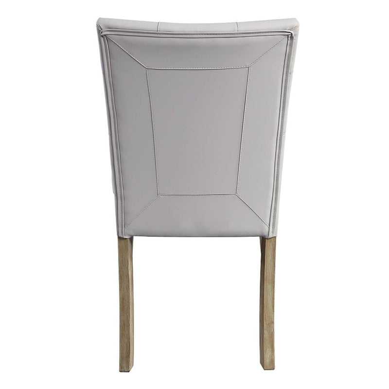 Charnell Side Chair 2Pc, Gray Faux Leather & Oak Finish Acme